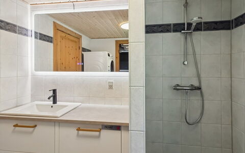 Volmar - 3.5Km from the Sea: Bathroom Sink, Flooring, Plumbing Fixture, Interior Design, Sink, Wall, Floor, Bathroom, Countertop, Wood