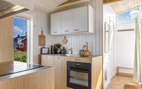 Hermoth - 300M from the Sea: Wood, Kitchen, Flooring, Interior Design, Floor, Countertop, Kitchen Appliance, Furniture, Ceiling, Room