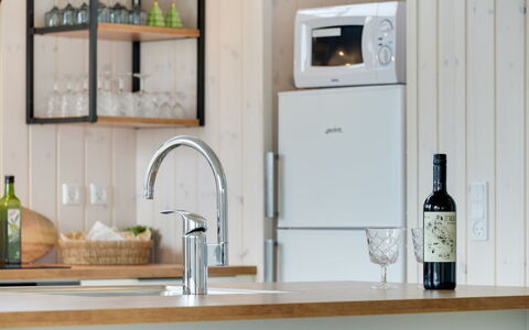 Gubbe - 500M from the Sea: Interior Design, Wood, Countertop, Kitchen, Kitchen Appliance, Lighting, Cabinetry, Flooring, Furniture, Plumbing Fixture