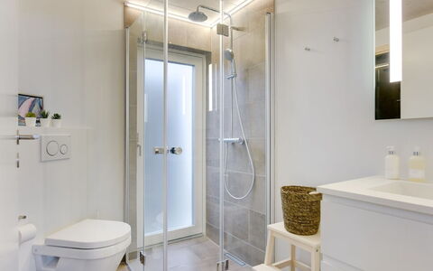 Gubbe - 500M from the Sea: Bathroom, Interior Design, Flooring, Plumbing Fixture, Wall, Floor, Ceiling, Toilet, Bathroom Cabinet, Sink