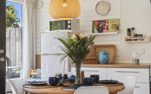 Inga - 1.3Km from the Sea: Furniture, Interior Design, Kitchen, Light Fixture, Lighting, Countertop, Chair, Table, Tableware, Flooring