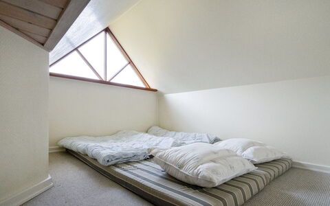 Amundi - 3.8Km from the Sea: Wood, Floor, Interior Design, Flooring, Ceiling, Bedroom, Room, Lighting, Bed, Attic