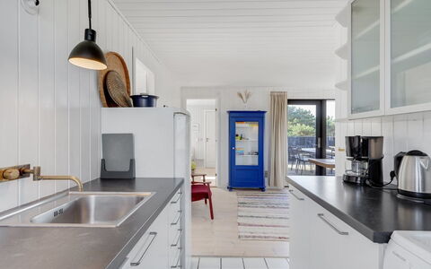 Aleksi - 500M from the Sea: Kitchen, Flooring, Countertop, Interior Design, Floor, Ceiling, Furniture, Kitchen Appliance, Cabinetry, Home Appliance