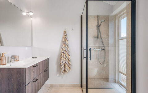 Alena - 1Km from the Sea: Flooring, Interior Design, Plumbing Fixture, Floor, Bathroom, Plumbing, Bathroom Cabinet, Mirror, Tile, Ceiling