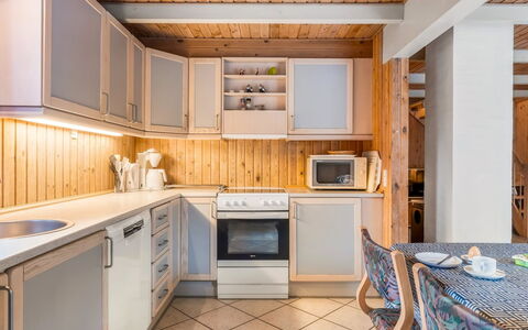 Urda - 1Km from the Sea: Kitchen, Wood, Countertop, Interior Design, Flooring, Major Appliance, Ceiling, Cabinetry, Floor, Kitchen Appliance