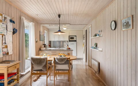 Steffen - 450M to the Fjord: Flooring, Interior Design, Furniture, Wood, Ceiling, Floor, Wood Flooring, Room, Kitchen & Dining Room Table, Dining Room