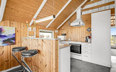 Sofie - 150M from the Sea: Wood, Ceiling, Home, Kitchen, Cottage, Wood Stain, Log Cabin, Plank, Light Fixture, Hardwood