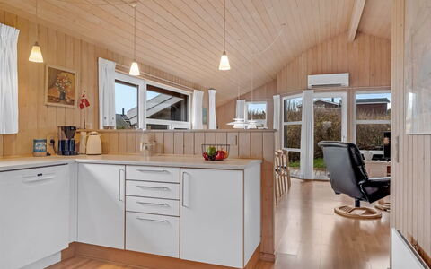 Sofja - 150M from the Sea: Interior Design, Kitchen, Wood, Flooring, Ceiling, Furniture, Countertop, Light Fixture, Floor, Wood Flooring