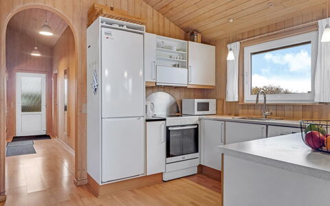 Sofja - 150M from the Sea: Wood, Kitchen Appliance, Flooring, Kitchen, Major Appliance, Ceiling, Floor, Interior Design, Countertop, Room