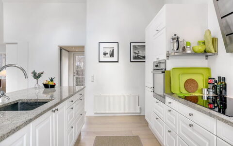 Amine - 700M from the Sea: Kitchen, Countertop, Kitchen Appliance, Cabinetry, Interior Design, Flooring, Furniture, Major Appliance, Floor, Drawer