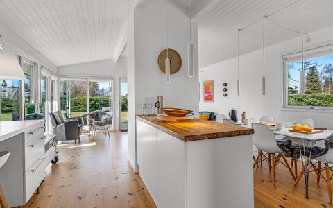 Allaine - 500M from the Sea: Flooring, Interior Design, Kitchen, Floor, Wood, Furniture, Wood Flooring, Ceiling, Countertop, Kitchen & Dining Room Table