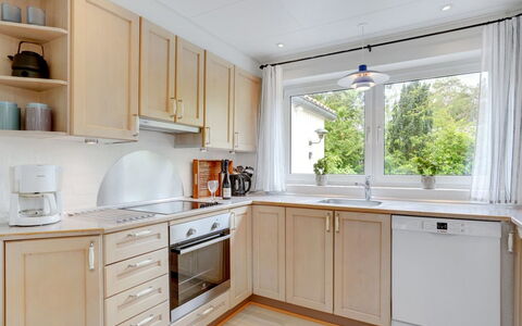 Marjukka - 10M from the Sea: Kitchen, Kitchen Appliance, Countertop, Interior Design, Cabinetry, Major Appliance, Flooring, Wood, Furniture, Floor