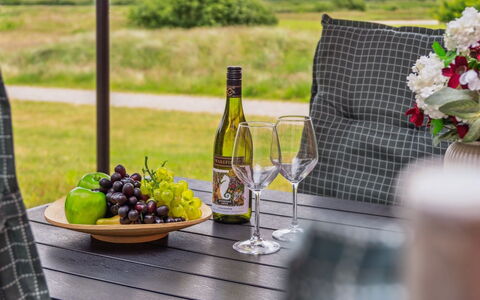 Akim - 2Km from the Sea: Furniture, Outdoor Furniture, Tableware, Table, Drinkware, Chair, Outdoor Table, Food, Bottle