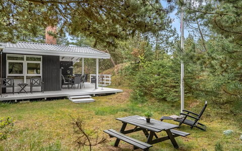 Galathea - 800M from the Sea: Cottage, Porch, Shade, Garden Buildings, Yard, Outdoor Structure, Log Cabin, Shed, Hardwood