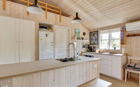 Svenja - 600M from the Sea: Wood, Kitchen, Furniture, Flooring, Interior Design, Ceiling, Floor, Countertop, Kitchen Appliance, Cabinetry