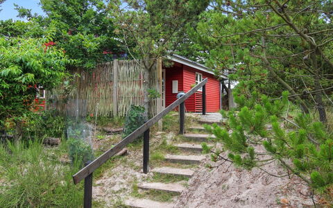 Svenja - 600M from the Sea: Wood, Shrub, Cottage, Shed, Stairs, Garden Buildings, Hardwood, Plank, Siding, Backyard