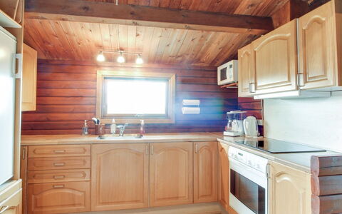 Svenne - 500M from the Sea: Flooring, Wood, Interior Design, Floor, Kitchen, Ceiling, Countertop, Cabinetry, Room, Wood Stain