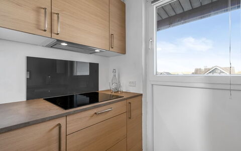 Iines - 200M from the Sea: Kitchen, Wood, Cabinetry, Countertop, Interior Design, Flooring, Kitchen Appliance, Major Appliance, Floor, Home