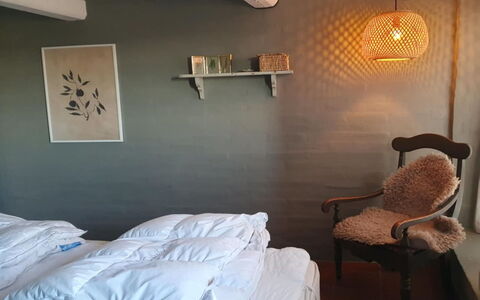 Answald - 250M from the Sea: Furniture, Bedroom, Interior Design, Bed, Bed Sheet, Bedding, Textile, Lighting, Floor, Room