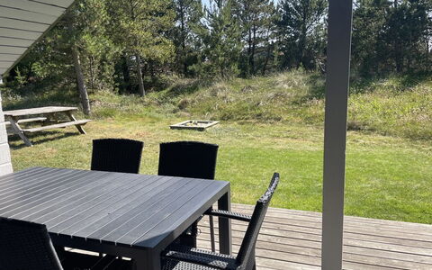 Felicia - 800M from the Sea: Wood, Furniture, Outdoor Furniture, Chair, Outdoor Table, Shade, Hardwood, Outdoor Structure, Wood Stain, Porch