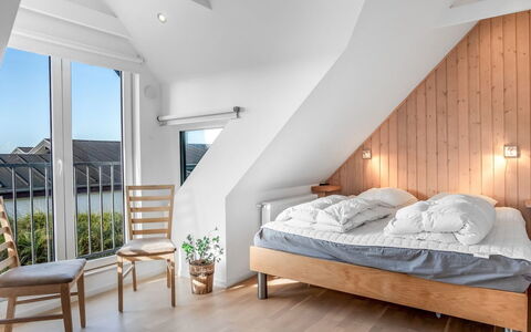 Skamhals - 700M from the Sea: Furniture, Interior Design, Flooring, Bed, Bedroom, Floor, Wood, Ceiling, Room, Wood Flooring