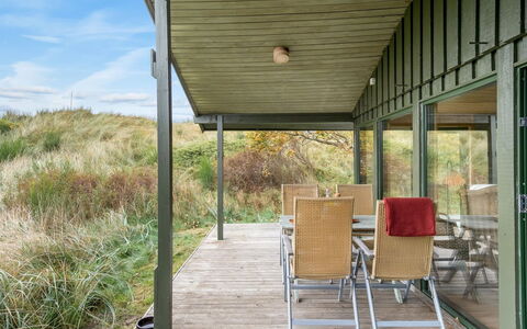 Hunved - 500M from the Sea: Wood, Porch, Door, Furniture, Deck, Hardwood, Ceiling, Shade, Cottage, Chair
