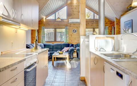 Dora - 180M from the Sea: Wood, Ceiling, Interior Design, Kitchen, Countertop, Room, Sink, Cottage, Living Room, Couch