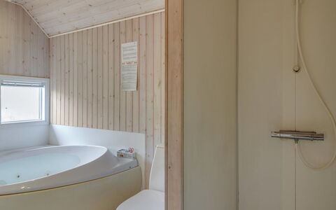 Telia - 250M from the Sea: Bathroom, Plumbing Fixture, Flooring, Floor, Wood, Bathtub, Interior Design, Bathroom Sink, Ceiling, Sink