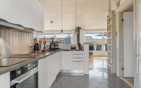 Nedelko - 250M from the Sea: Kitchen, Interior Design, Countertop, Flooring, Ceiling, Wood, Furniture, Floor, Cabinetry, Kitchen Appliance