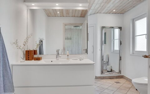 Maren - 150M from the Sea: Flooring, Plumbing Fixture, Interior Design, Floor, Bathroom Cabinet, Ceiling, Bathroom, Sink, Tap, Plumbing