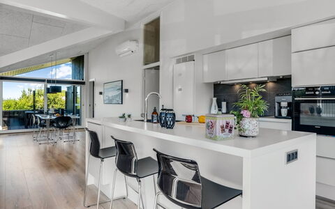 Danila - 600M from the Sea: Furniture, Interior Design, Kitchen, Flooring, Countertop, Ceiling, Light Fixture, Floor, Chair, Kitchen Appliance