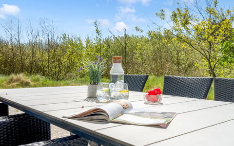 Dagny - 300M from the Sea: Furniture, Outdoor Furniture, Tableware, Table, Drinkware, Chair, Outdoor Table, Food, Bottle