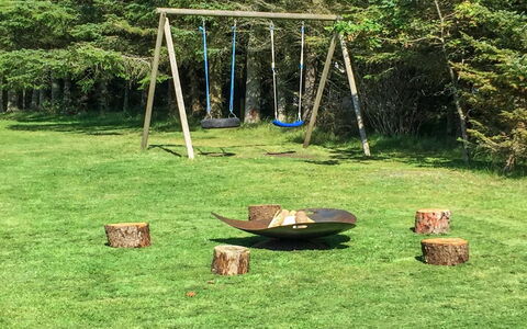 Bylgja - 1.7Km from the Sea: Grass, Swing, Outdoor Play Equipment, Garden, Plain, Lawn, Trunk, Backyard, Shade