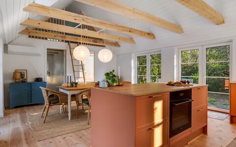 Beghel - 350M from the Sea: Furniture, Flooring, Interior Design, Wood, Ceiling, Floor, Countertop, Wood Flooring, Light Fixture, Kitchen