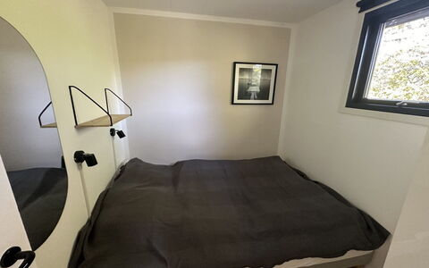 Ady - 150M from the Sea: Bedroom, Wood, Floor, Interior Design, Bed, Flooring, Bed Sheet, Room, Bedding, Lighting