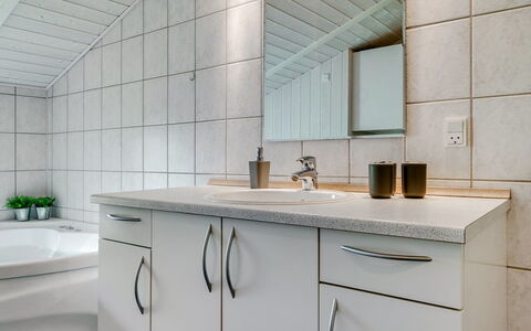 Gustava - 700M from the Sea: Interior Design, Flooring, Plumbing Fixture, Wall, Sink, Floor, Countertop, Bathroom, Tap, Bathroom Cabinet