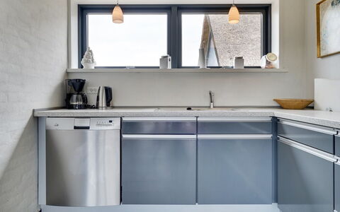 Anselmi - 450M from the Sea: Kitchen, Kitchen Sink, Countertop, Kitchen Appliance, Plumbing Fixture, Cabinetry, Major Appliance, Sink, Tap, Home
