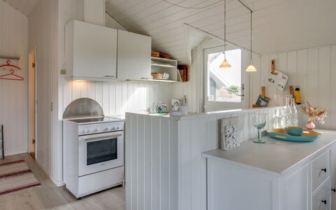 Lilja - 1.5Km from the Sea: Kitchen, Interior Design, Flooring, Wood, Ceiling, Furniture, Countertop, Light Fixture, Floor, Kitchen Appliance