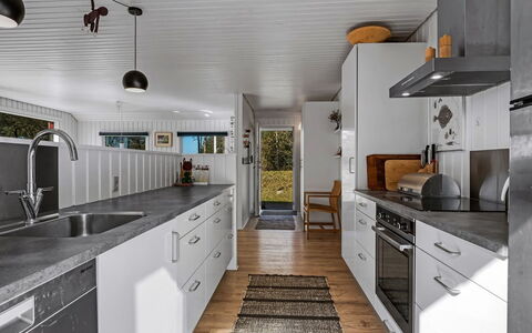 Tove - 1.5Km from the Sea: Kitchen, Wood, Countertop, Flooring, Major Appliance, Kitchen Appliance, Interior Design, Ceiling, Cabinetry, Floor