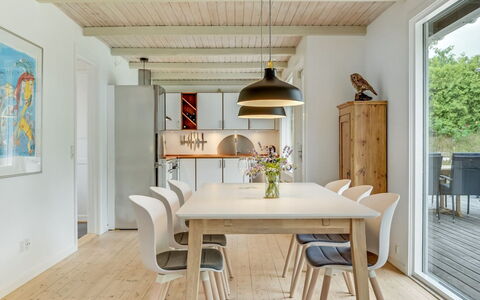 Sverkel - 700M from the Sea: Flooring, Interior Design, Wood, Ceiling, Furniture, Floor, Wood Flooring, Kitchen & Dining Room Table, Light Fixture, Dining Room