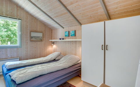Marjatta - 850M from the Sea: Wood, Bedroom, Ceiling, Bed, Interior Design, Floor, Bedding, Bed Frame, Bed Sheet, Home