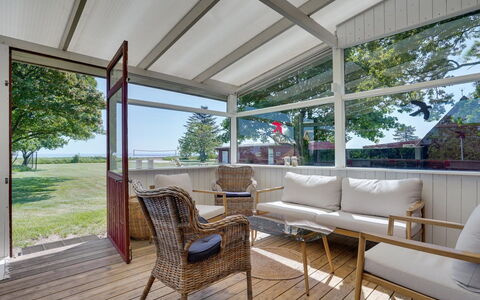 Edelgard - 4.5Km from the Sea: Furniture, Wood, Porch, Flooring, Floor, Chair, Ceiling, Deck, Hardwood, Door