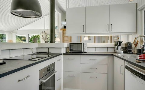 Gladis - 900M from the Sea: Kitchen, Countertop, Kitchen Appliance, Cabinetry, Interior Design, Major Appliance, Furniture, Home Appliance, Flooring, Ceiling