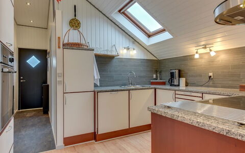 Tican - 400M from the Sea: Kitchen, Flooring, Interior Design, Countertop, Floor, Wood, Ceiling, Light Fixture, Furniture, Major Appliance