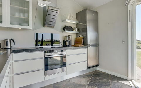 Helena - 250M from the Sea: Kitchen, Kitchen Appliance, Flooring, Countertop, Interior Design, Furniture, Cabinetry, Major Appliance, Home Appliance, Floor