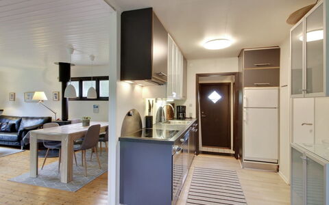 Hannu - 900M from the Sea: Interior Design, Kitchen, Flooring, Countertop, Ceiling, Furniture, Floor, Cabinetry, Room, Light Fixture