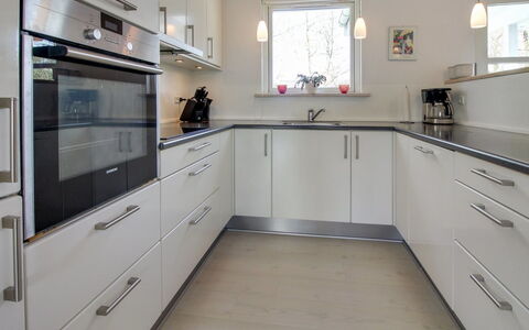 Börje - 600M from the Sea: Kitchen, Flooring, Countertop, Cabinetry, Interior Design, Home, Kitchen Appliance, Floor, Plumbing Fixture, Sink