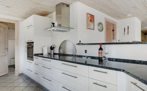 Nana - 4Km from the Sea: Kitchen, Flooring, Countertop, Wood, Cabinetry, Interior Design, Floor, Ceiling, Kitchen Appliance, Home