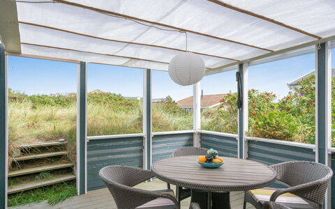 Stener - 250M from the Sea: Furniture, Outdoor Furniture, Shade, Glass, Chair, Outdoor Table, Outdoor Structure, Porch, Deck, Ceiling