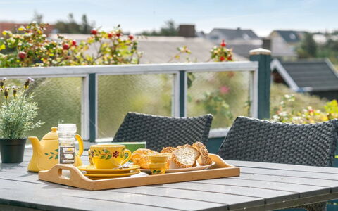 Stener - 250M from the Sea: Furniture, Table, Outdoor Furniture, Chair, Outdoor Table, Flowerpot, Food, Kitchen & Dining Room Table, Fruit, Houseplant